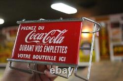 SCARCE 1950s PRENEZ DU COCA COLA PAINTED METAL SHOPPING CART SIGN FRENCH STORE