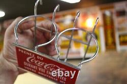SCARCE 1950s PRENEZ DU COCA COLA PAINTED METAL SHOPPING CART SIGN FRENCH STORE