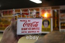 SCARCE 1950s PRENEZ DU COCA COLA PAINTED METAL SHOPPING CART SIGN FRENCH WHITE