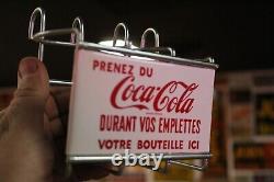 SCARCE 1950s PRENEZ DU COCA COLA PAINTED METAL SHOPPING CART SIGN FRENCH WHITE