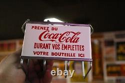 SCARCE 1950s PRENEZ DU COCA COLA PAINTED METAL SHOPPING CART SIGN FRENCH WHITE