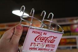 SCARCE 1950s PRENEZ DU COCA COLA PAINTED METAL SHOPPING CART SIGN FRENCH WHITE