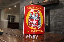 SCARCE 1950s TAKE HOME COCA COLA PAINTED TIN STRING HOLDER SIGN STORE DISPLAY