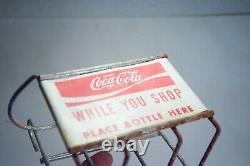 SCARCE 1960s ENJOY COCA COLA WHILE YOU SHOP PAINTED METAL SHOPPING CART SIGN