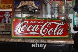 Scarce 1932 Drink Coca Cola Porcelain Metal Soda Pop Sign Fountain Service Gas