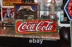 Scarce 1932 Drink Coca Cola Porcelain Metal Soda Pop Sign Fountain Service Gas