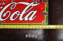 Scarce 1932 Drink Coca Cola Porcelain Metal Soda Pop Sign Fountain Service Gas