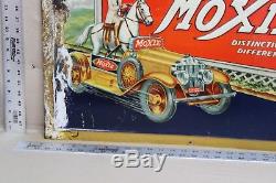 Scarce 1933 Moxie Soda Pop Embossed Metal Sign Gas Oil Coke Texas Ford