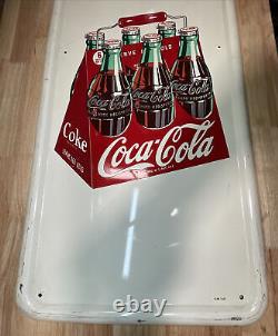 Serve Coke at Home Coca-Cola Pilaster 1950s Metal Sign A-M 7-47 Dim 16x41