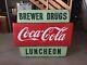 Single Sided Porcelain Coca-Cola Drugs/Lunch Sign