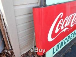 Single Sided Porcelain Coca-Cola Drugs/Lunch Sign