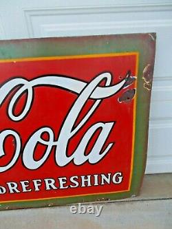 Single Sided Porcelain Coca Cola Sign circa 1930 59 ½ x 34 ½ Rare Version