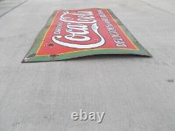 Single Sided Porcelain Coca Cola Sign circa 1930 59 ½ x 34 ½ Rare Version