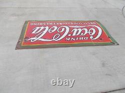 Single Sided Porcelain Coca Cola Sign circa 1930 59 ½ x 34 ½ Rare Version