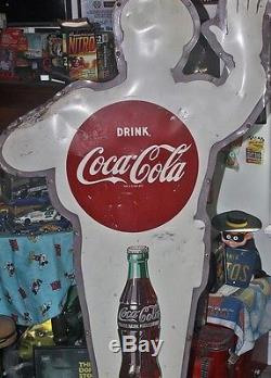 Standing Coca Cola Cop crossing Guard Metal sign with original stand