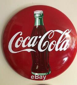 Stunning Vintage 24inch Porcelain Coke Coca Cola Button Bottle Sign NOS Minty