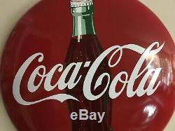 Stunning Vintage 24inch Porcelain Coke Coca Cola Button Bottle Sign NOS Minty