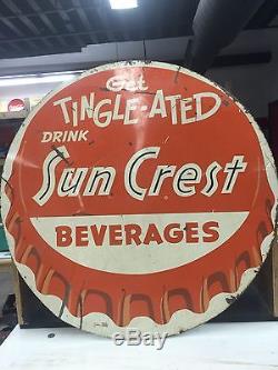 Sun Crest Vintage Antique Bottle Cap Advertising Sign Gas Oil Coca Cola Soda