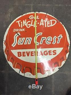 Sun Crest Vintage Antique Bottle Cap Advertising Sign Gas Oil Coca Cola Soda