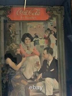Super rare 1921 Coca Cola Adversting sign paper on cardboard, framed to high