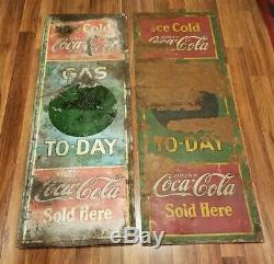 TWO very RARE original vintage 1932 Coca Cola GAS TO-DAY signs Gas Today