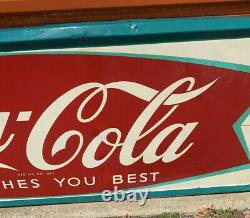 Tin Coca Cola Sign Fishtail Huge 59x24