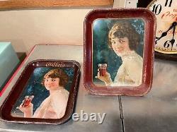 Two original 1924 Coca cola trays. Brown AND Maroon