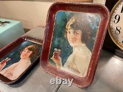 Two original 1924 Coca cola trays. Brown AND Maroon