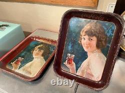 Two original 1924 Coca cola trays. Brown AND Maroon