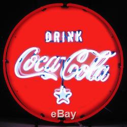 UL Neon Sign Coca Cola Drink Coke Red Button Circle Soda Fountain lamp light