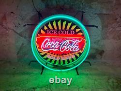US Stock 24x24 Ice Cold Coca Cola Sold Here Neon Sign Light Lamp Vivid Artwork