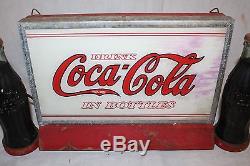 Ultra Rare Vintage c. 1932 Drink Coca Cola In Bottles 16 Neon Lighted Metal Sign