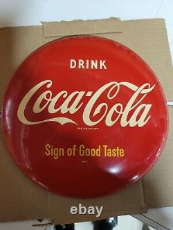 Used Coca-Cola Soda 12 Red Painted Button Advertising Sign