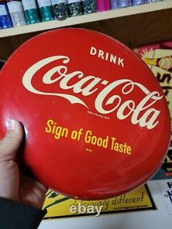 Used Coca-Cola Soda 12 Red Painted Button Advertising Sign