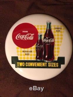 VERY RARE 1950'S 16 WHITE PORCELAIN COCA COLA BUTTON With BOTTLE GRAPHICS