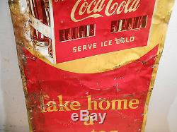 Very Rare Old Coca Cola Coke 6 Pack 42 X 17 Tin Sign No Reserve
