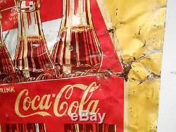 Very Rare Old Coca Cola Coke 6 Pack 42 X 17 Tin Sign No Reserve