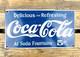 VINTAGE 12x6 COCA-COLA 5c At Soda Fountains PUMP STATION PORCELAIN OIL GAS SIGN