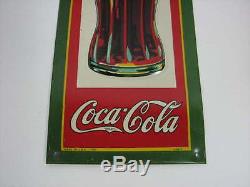 Vintage 1931 Drink Coca-cola 12-1/2 Tall Embossed Tin Metal Sign Dasco