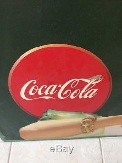 VINTAGE 1946 COCA COLA COKE SIGN cardboard 56X27 HALLOWEEN Mardi Gras Bottle