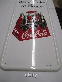 VINTAGE 1948 COCA COLA 6 PACK CARTON PILASTER SIGN Red Button AM 11 48 COKE