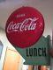 VINTAGE 1950 Double Sided Coca Cola Coke Lunch Button Fountain Flange Sign