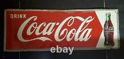 VINTAGE 1950s DRINK COCA COLA ADVERTISING SIGN SELF FRAMED 32