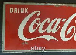 VINTAGE 1950s DRINK COCA COLA ADVERTISING SIGN SELF FRAMED 32