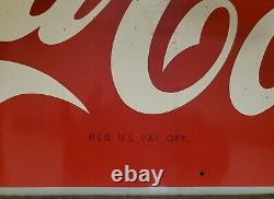 VINTAGE 1950s DRINK COCA COLA ADVERTISING SIGN SELF FRAMED 32