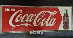 VINTAGE 1950s DRINK COCA COLA ADVERTISING SIGN SELF FRAMED 32