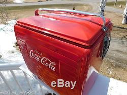 VINTAGE 1955 COCA COLA CANADA PICNIC COOLER WithTRAY ST. THOMAS METAL SIGN RESTORED