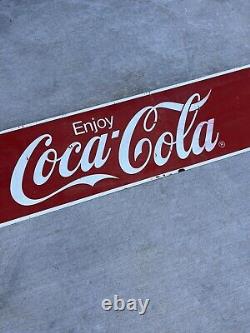 VINTAGE 1965 Coca Cola METAL SIGN 47 X 10 ENJOY COLA COLA Excellent Patina