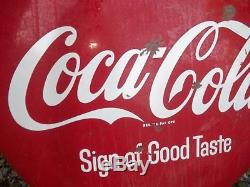 VINTAGE 24 COCA COLA BUTTON SIGN 1950s Porcelain Coke Sign of good taste