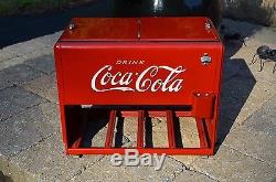 VINTAGE 30s COCA COLA SODA DRINK SALESMAN COOLER SIGN with CASE ORIGINAL PRISTINE